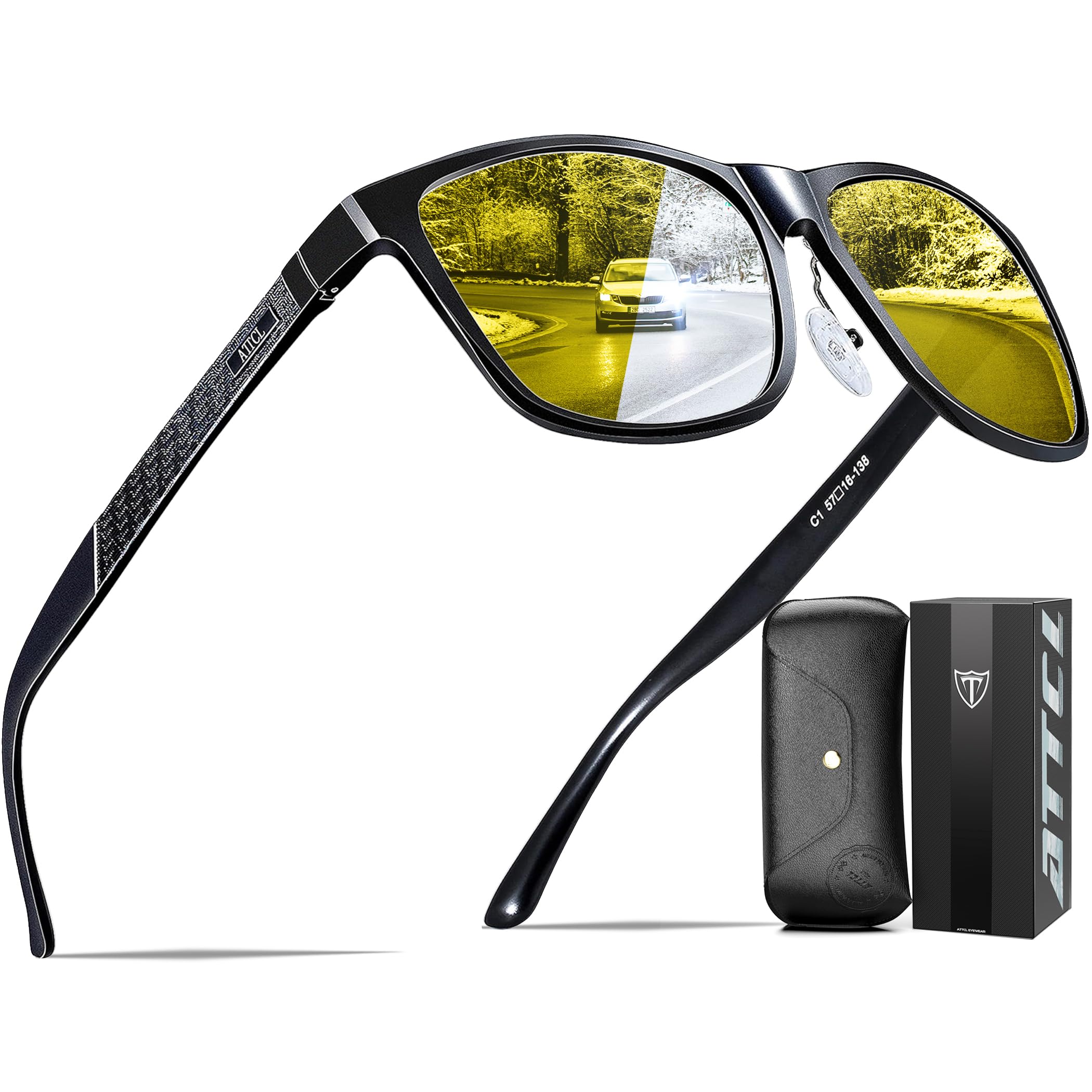 ATTCL Polarized Sunglasses Men Al-Mg Metal Ultralight UV400 for Driving