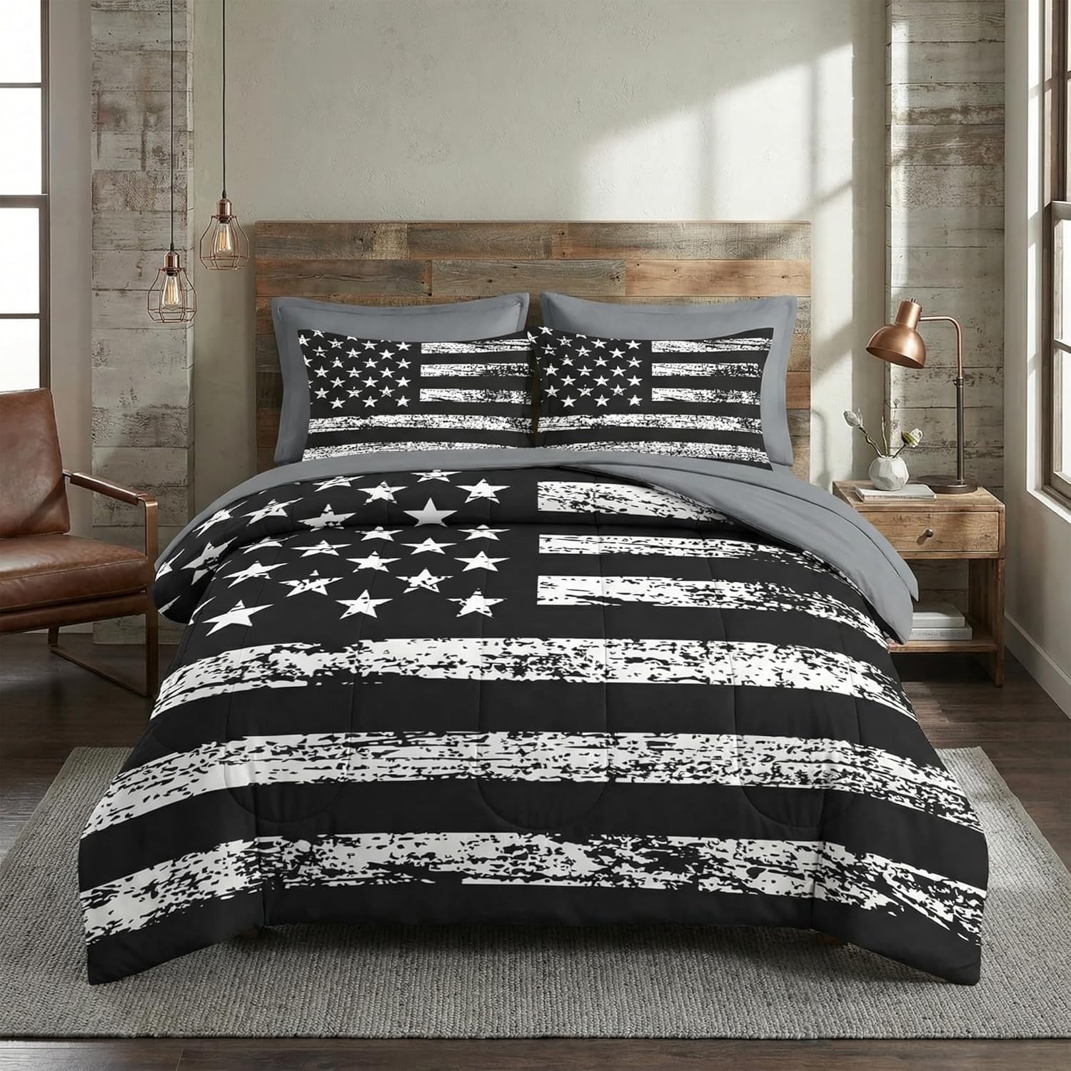 Genérico Edredon Cama 90 Estrellas y Rayas Edredón Infantil sin Funda Reversible Retro Americano Estampado Suave Ligero Transpirable Duvet 135x200 cm Incluye 2 Fundas de Almohada 50x75 cm YUd1646