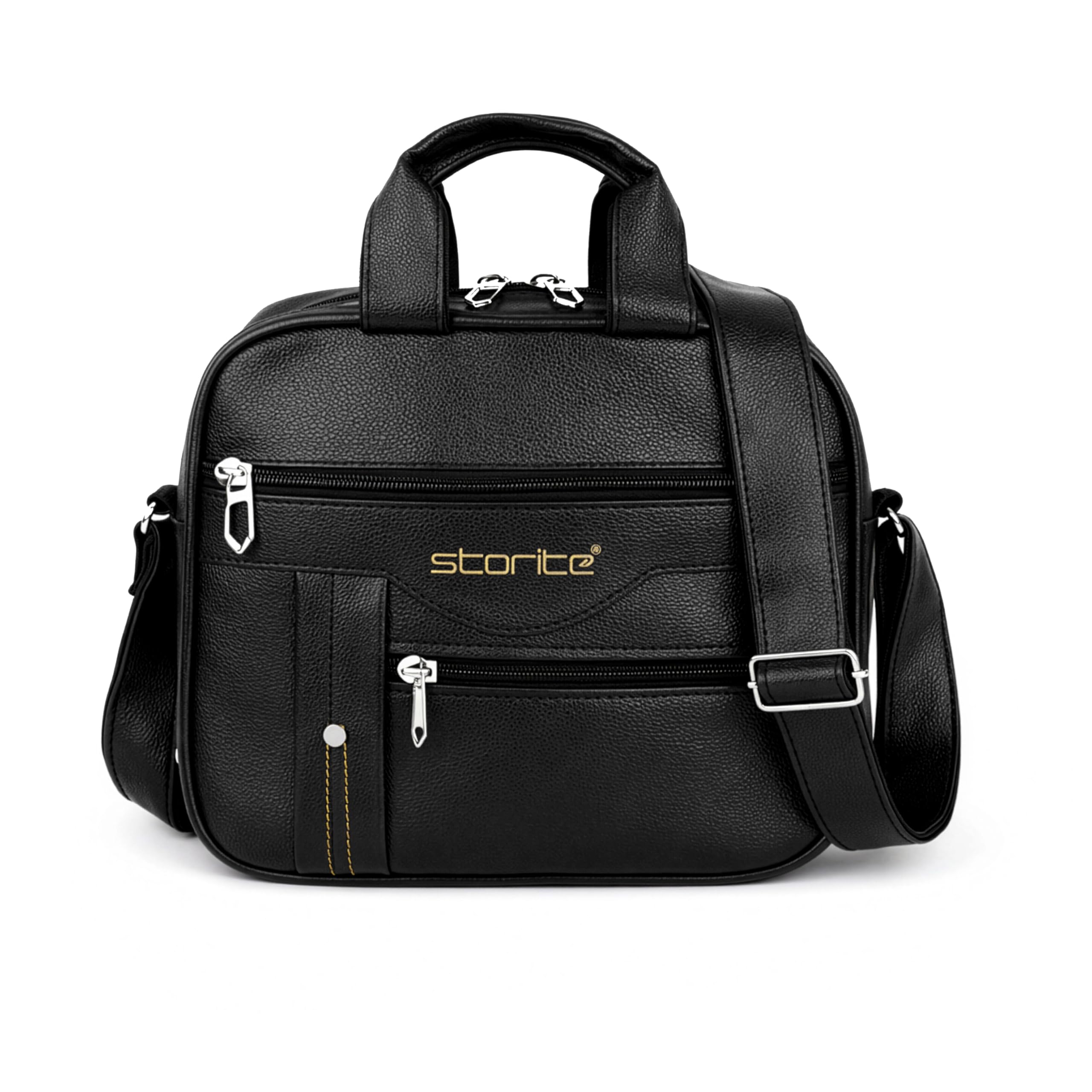 Storite Stylish Small PU Leather Sling Cross Body Travel Office One Side Shoulder Bag for Men Women