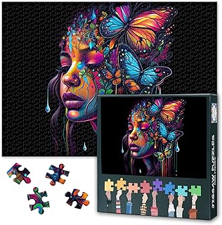 Comprar Puzzle de 1000 piezas, para adultos, mariposas, niñas, negro, 1000 piezas, juego educativo, juguete, regalo, 70 x 50 cm, rompecabezas para aliviar el estrés, rompecabezas familiar