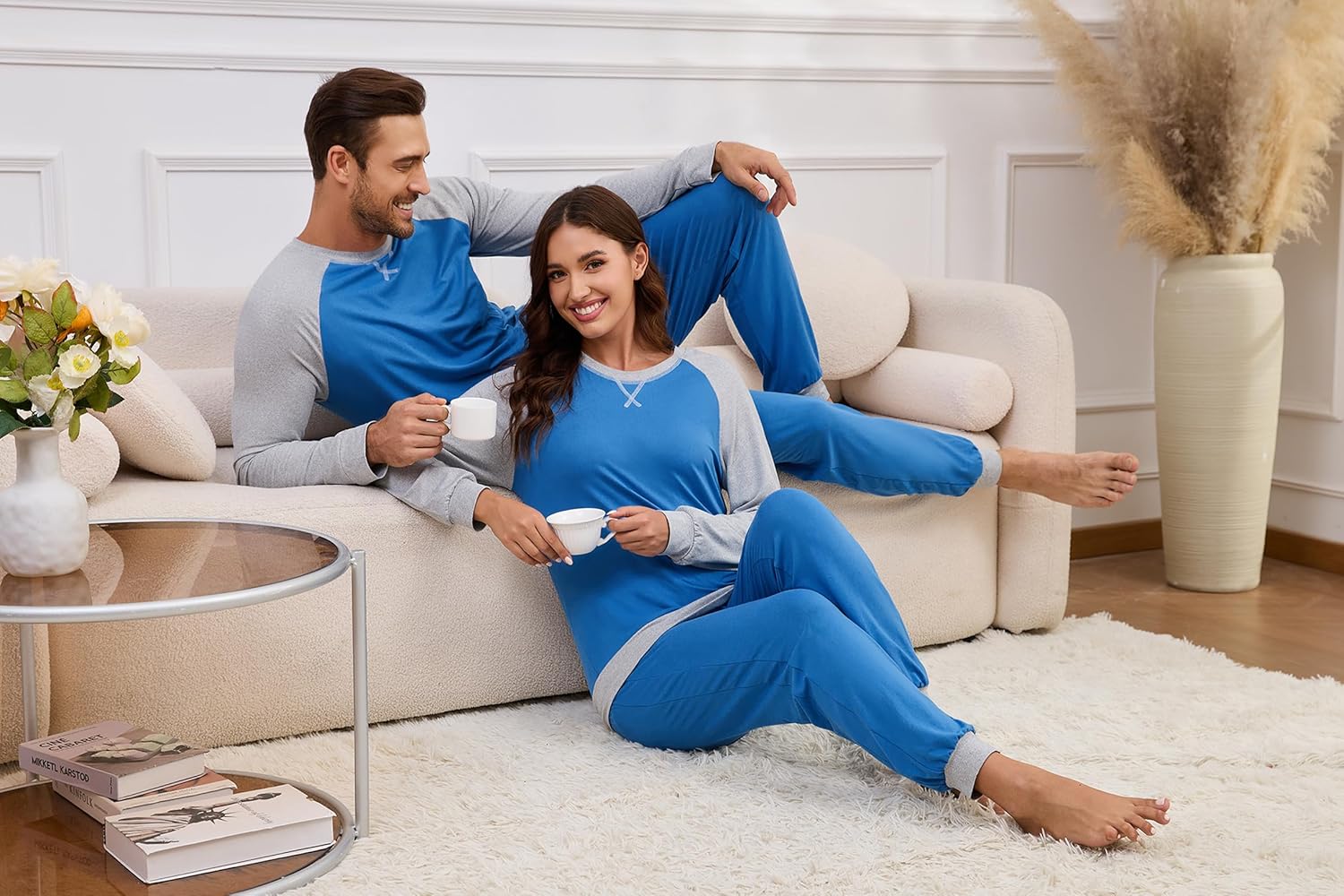 Matching Pajamas for Couples Long Sleeve Pajama Set for Men and Women 2 Piece Cozy Loungewear Set S-XXL - Image 6