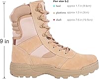 Vista 3 de Botas tácticas militares para hombre con cremallera lateral, botas de combate para la jungla del ejército