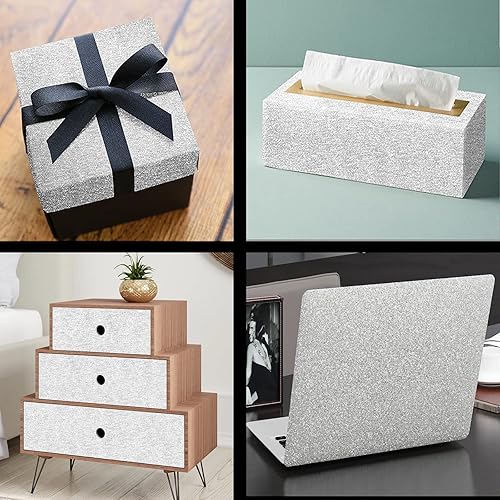 Miniatura 8 de XhuangTech Envoltura de vinilo con purpurina plateada, autoadhesiva, película de vinilo de diamante brillante, película de decoración de automóvil