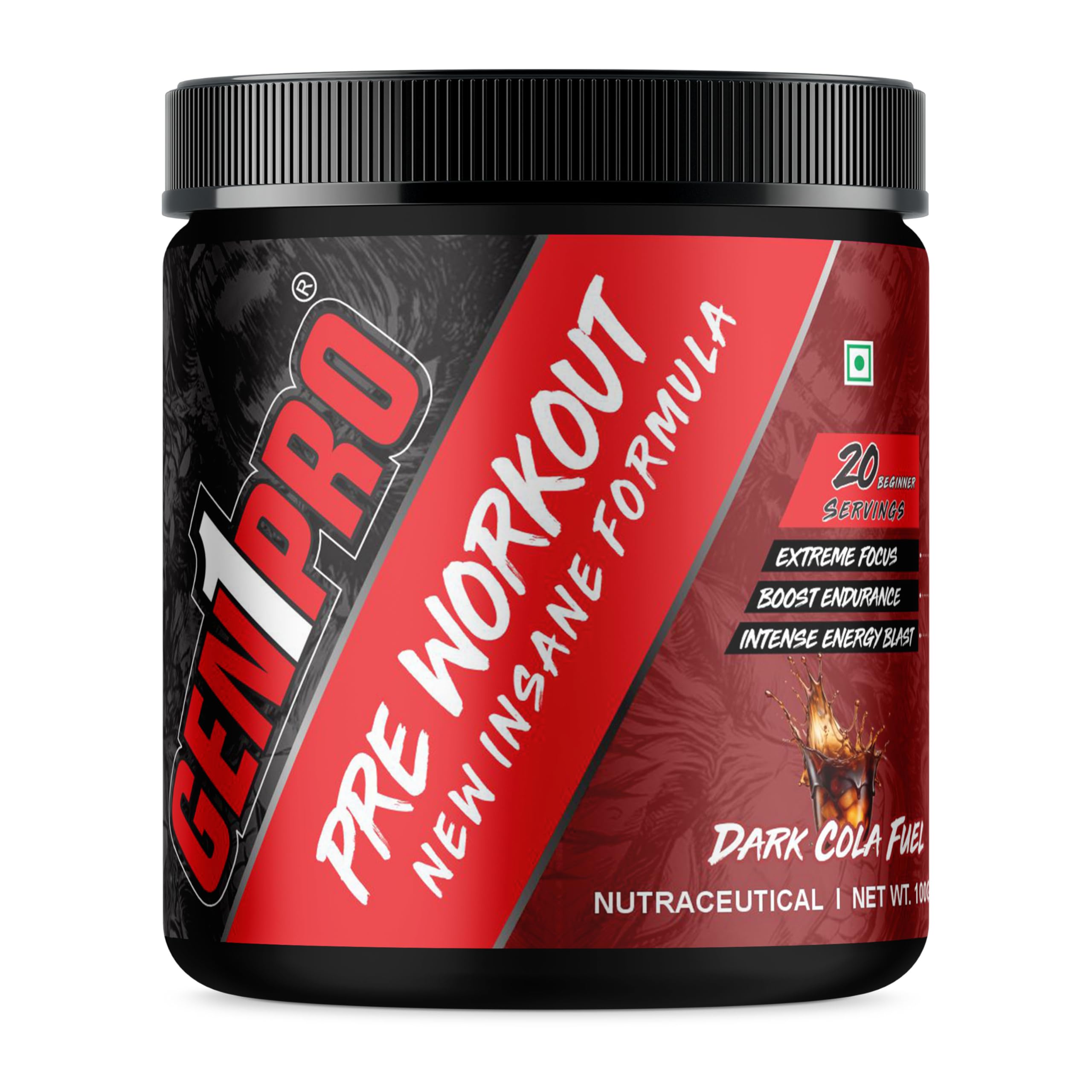Pre Workout Powder – New Insane Formula for Energy, Focus, Endurance & Muscle Pump | 200mg Caffeine, 3.5g Beta-Alanine, Creatine, Amino Acids & Vitamins | Sugar Free Sports Nutrition Supplement [Dark Cola Fuel, 15 Servings, 100g]-image-13
