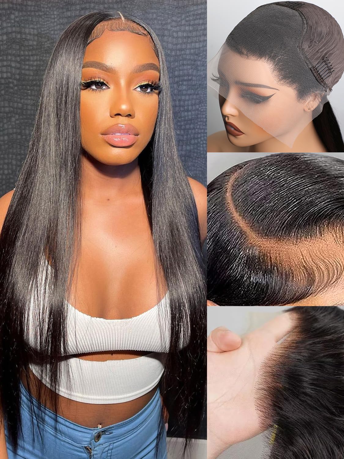 Bele 30 Inch 13x4 Straight Human Hair Lace Front Wigs 180 Density Pre Plucked Bleached Knots 12A Brazilian 13x4 HD Transparent Lace Front Wigs Virgin Human Hair For Black Women
