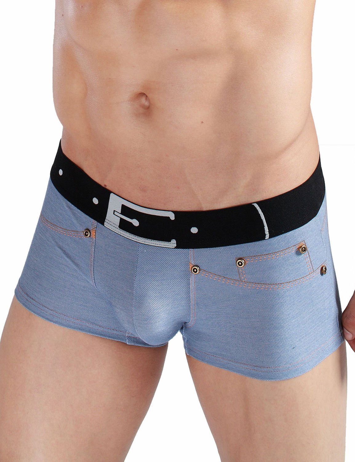 XUBA Mens Low Rise Sexy Underwear Trunk Boxer Brief Denim 1215