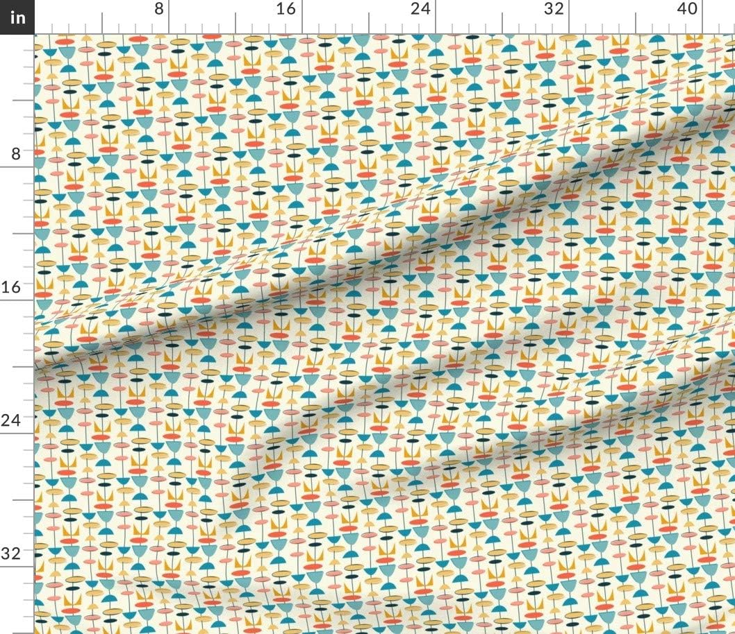 Spoonflower Fabric - Atomic Abstract Shapes Mid-Century Geometric Retro 1950S Wallpaper Printed on Petal Signature Cotton Fabric Fat Quarter - Sewing Quilting Apparel Crafts Decor