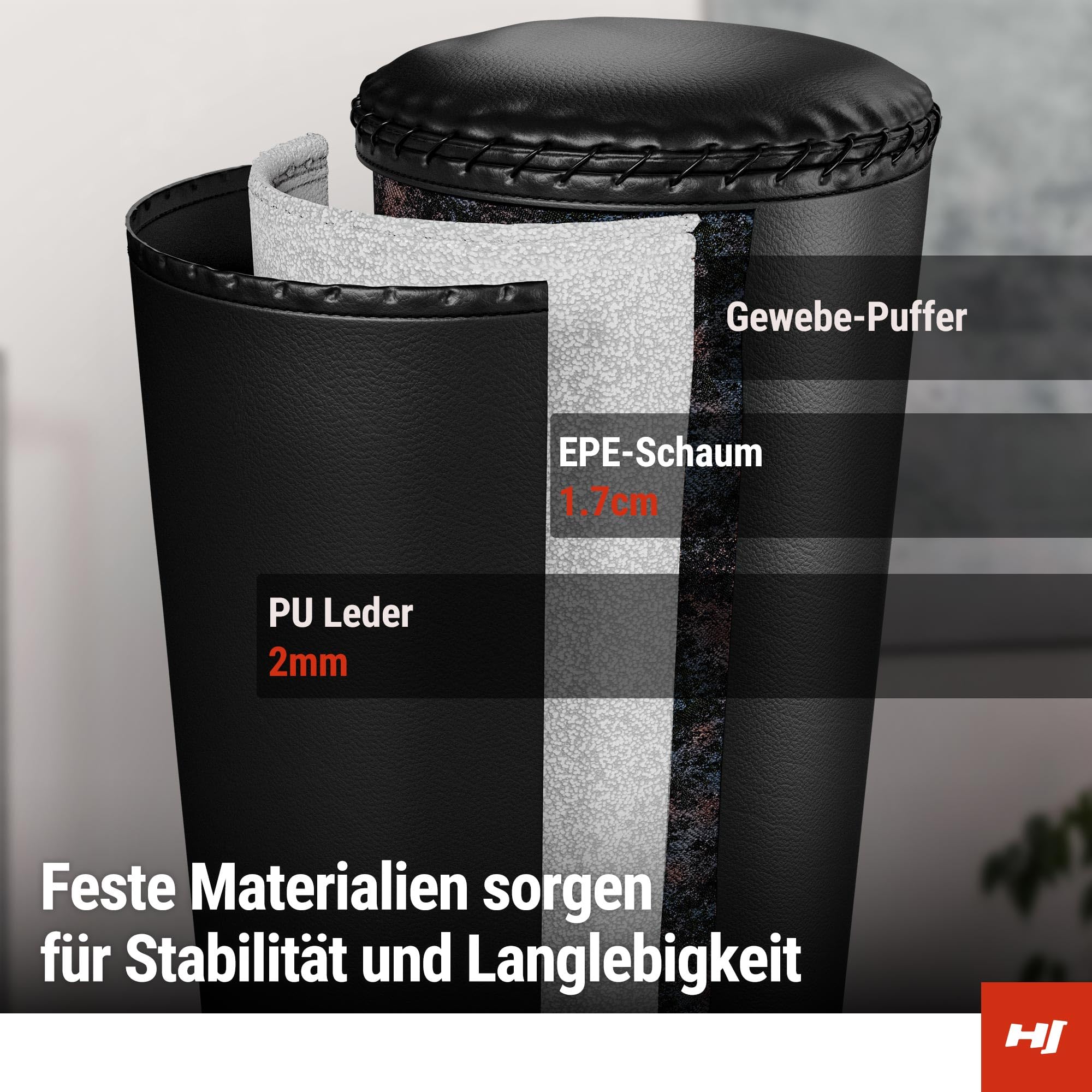 Hop-Sport Stehender Boxsack Sack für Zuhause mit Anti-Schock-System, Ideal für Kampfsport und Krafttraining, 360-Grad-Rotation, Sand/Wasser befüllbar, Stabil durch Saugnäpfe