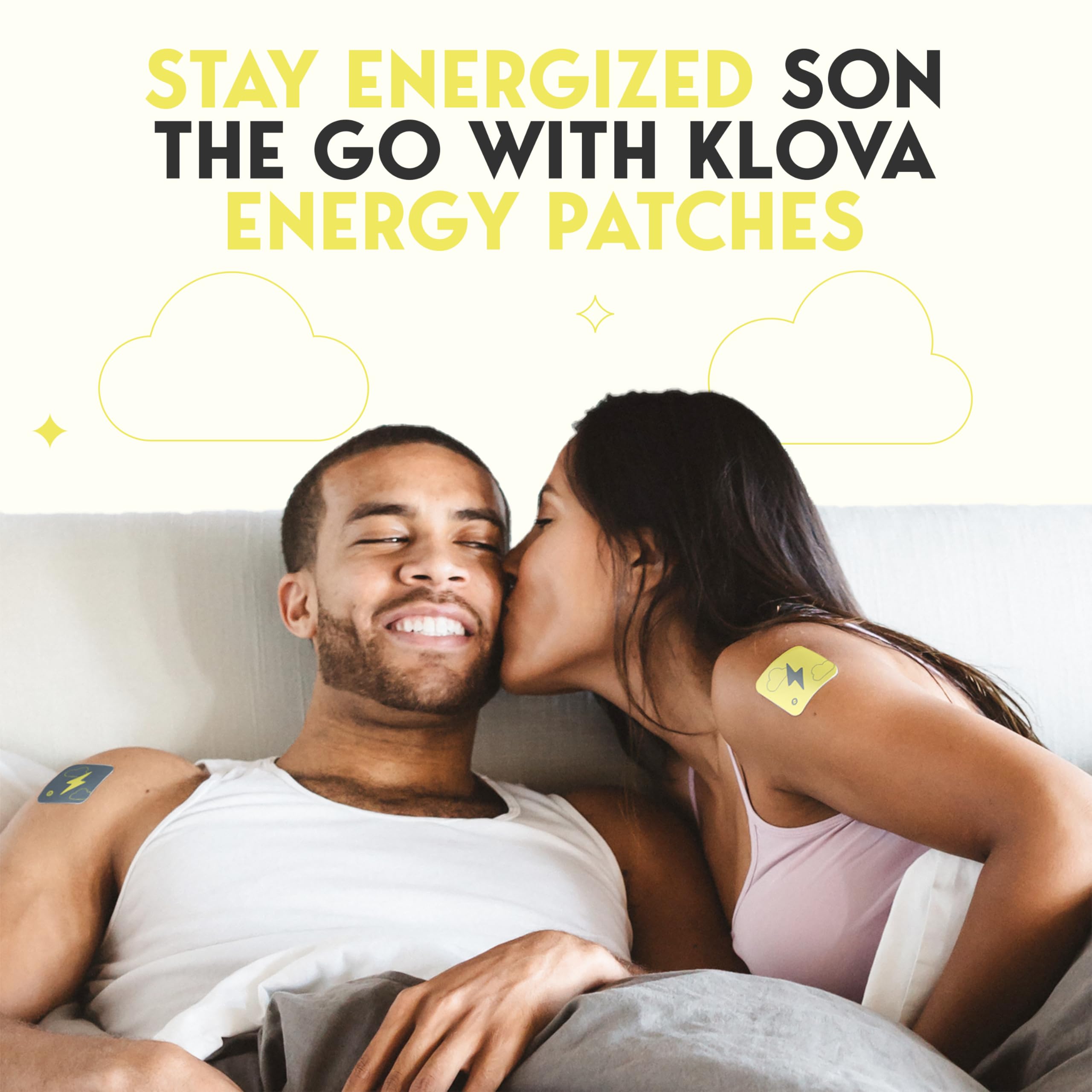 Klova Parches energéticos con cafeína, extracto de té verde, extracto de hoja de menta, vitamina B3 y vitamina B6, para mejorar la vigilia matutina