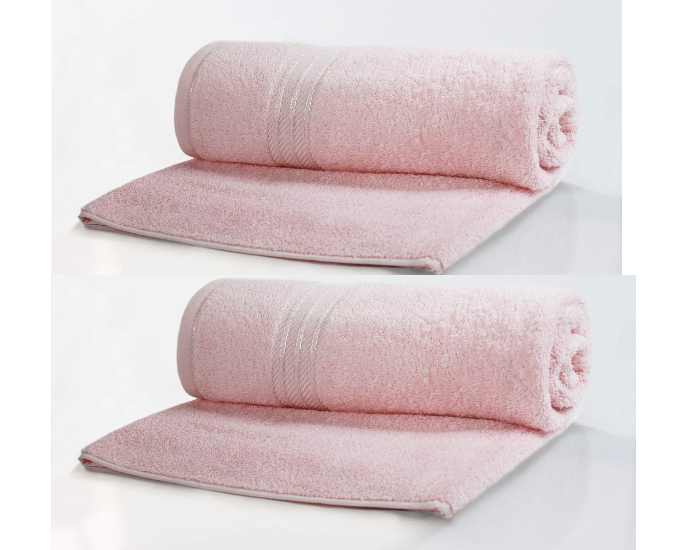 Supreme XL Jumbo Bath Sheets for Bathroom 500GSM Super Soft Egyptian Collection 100% Cotton Pack of 2 Absorbent and Quick Dry HUGE Bathroom Sheets Towels Set 100 CM X 170 CM !!!cm (PINK)