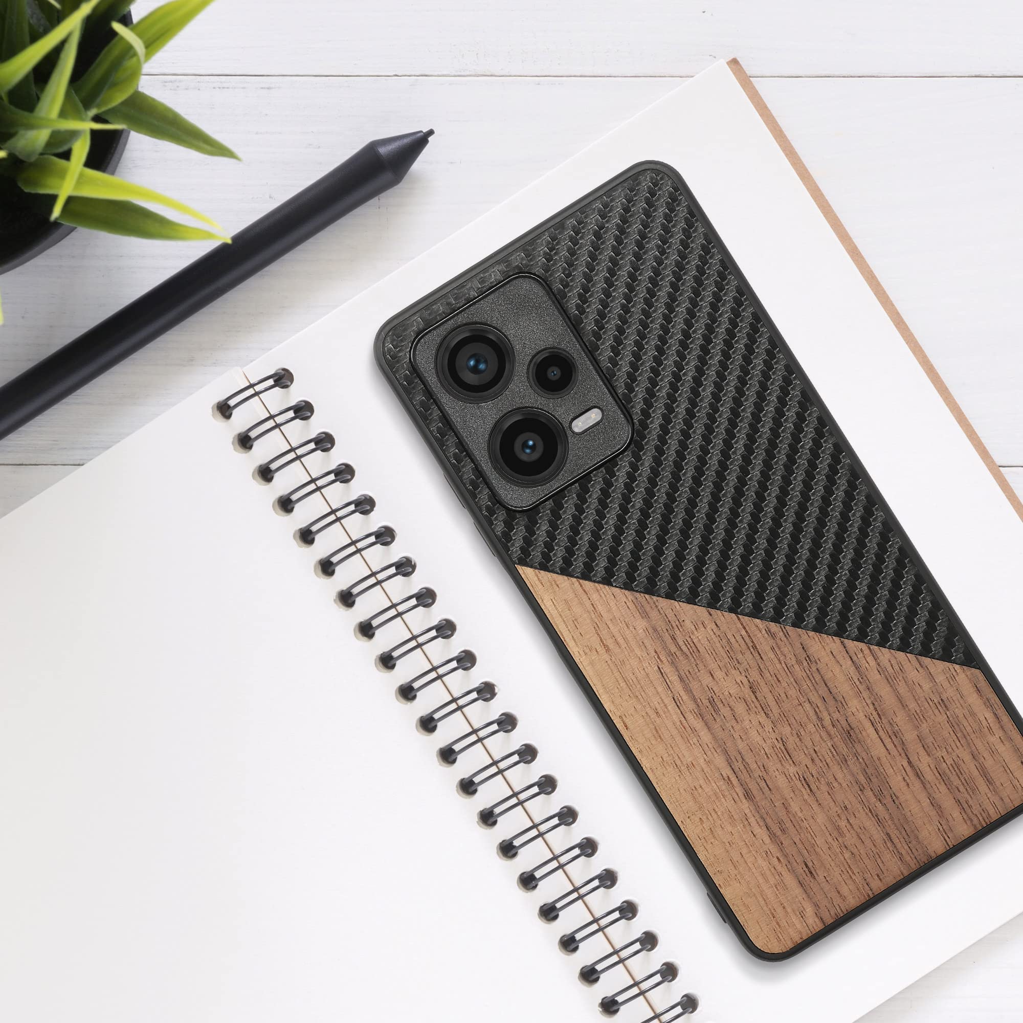 Handyhülle Für Xiaomi Redmi Note 12 Pro+ 5G – Schicker Holz-Carbon Look & Stoßfester Schutz