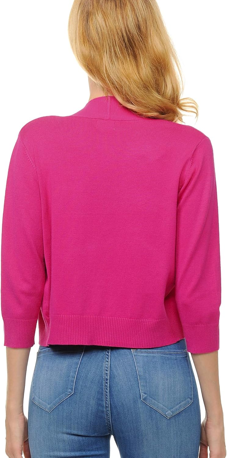 Urban Look Women's Basic 3/4 Sleeve Open Front Light Weight Sweater Cardigan - Image 4