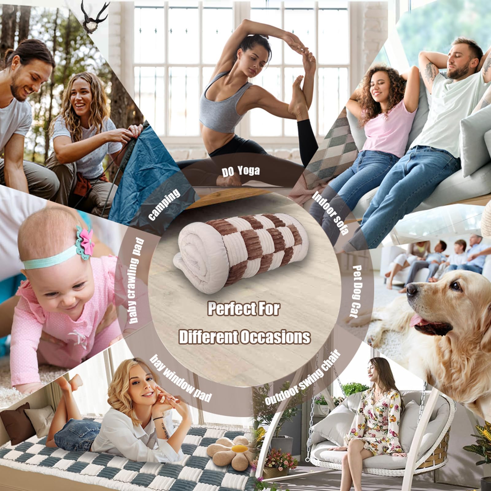 Plaid Chenille Pet Couch Cover - Washable, Non-Slip Quilted Sofa Protector & Multi-Use Floor Mat