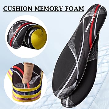 Cushion Memory Foam Insoles, Comfort Soft Inner Soles for Men Women, No Deform Replacement Insole for Trainer, Work Boot, Running, Walking Shoes Black UK 11