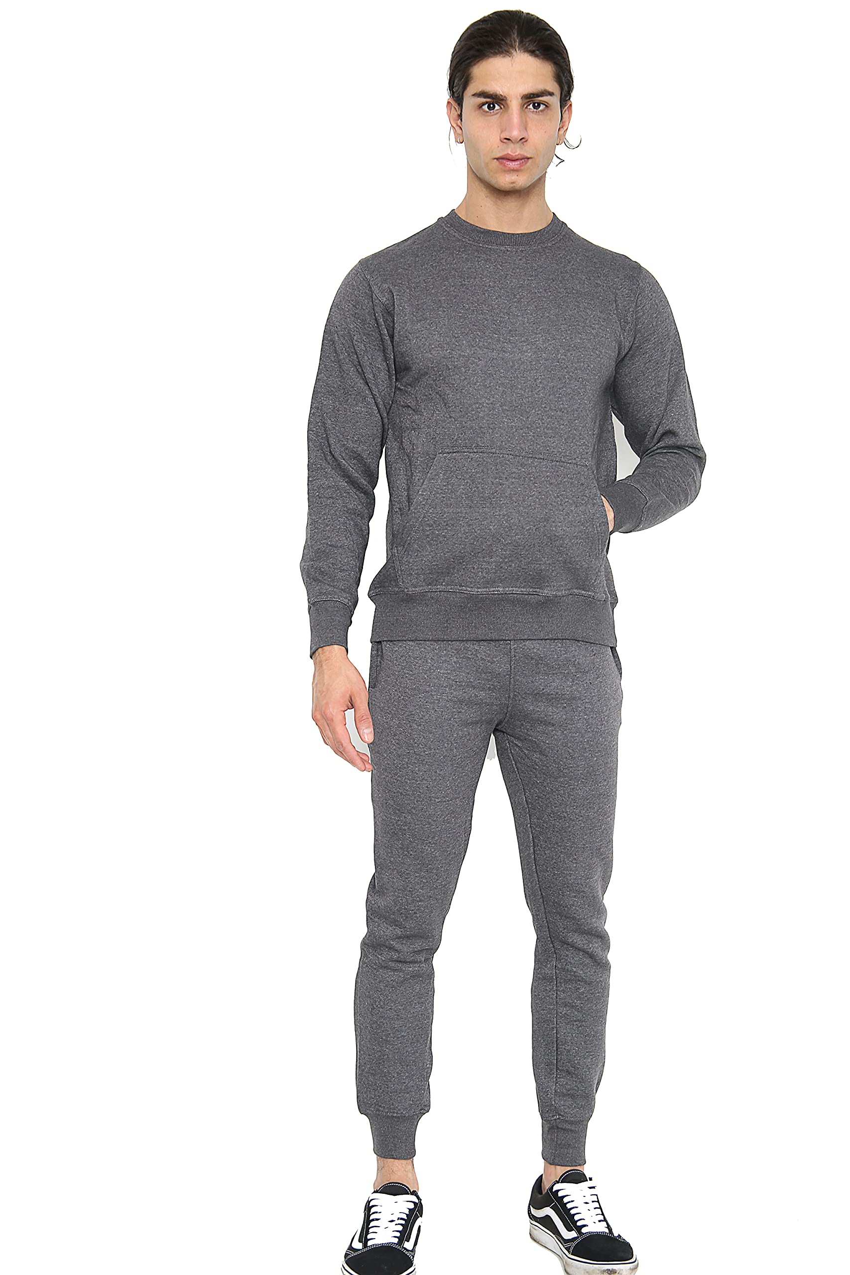 imporio 11 Men Crew Neck Kangaroo Pocket Sweatshirt and Jogging Bottom Active Gym Lounge Wear Round Neck Tracksuit UK Size S-XL