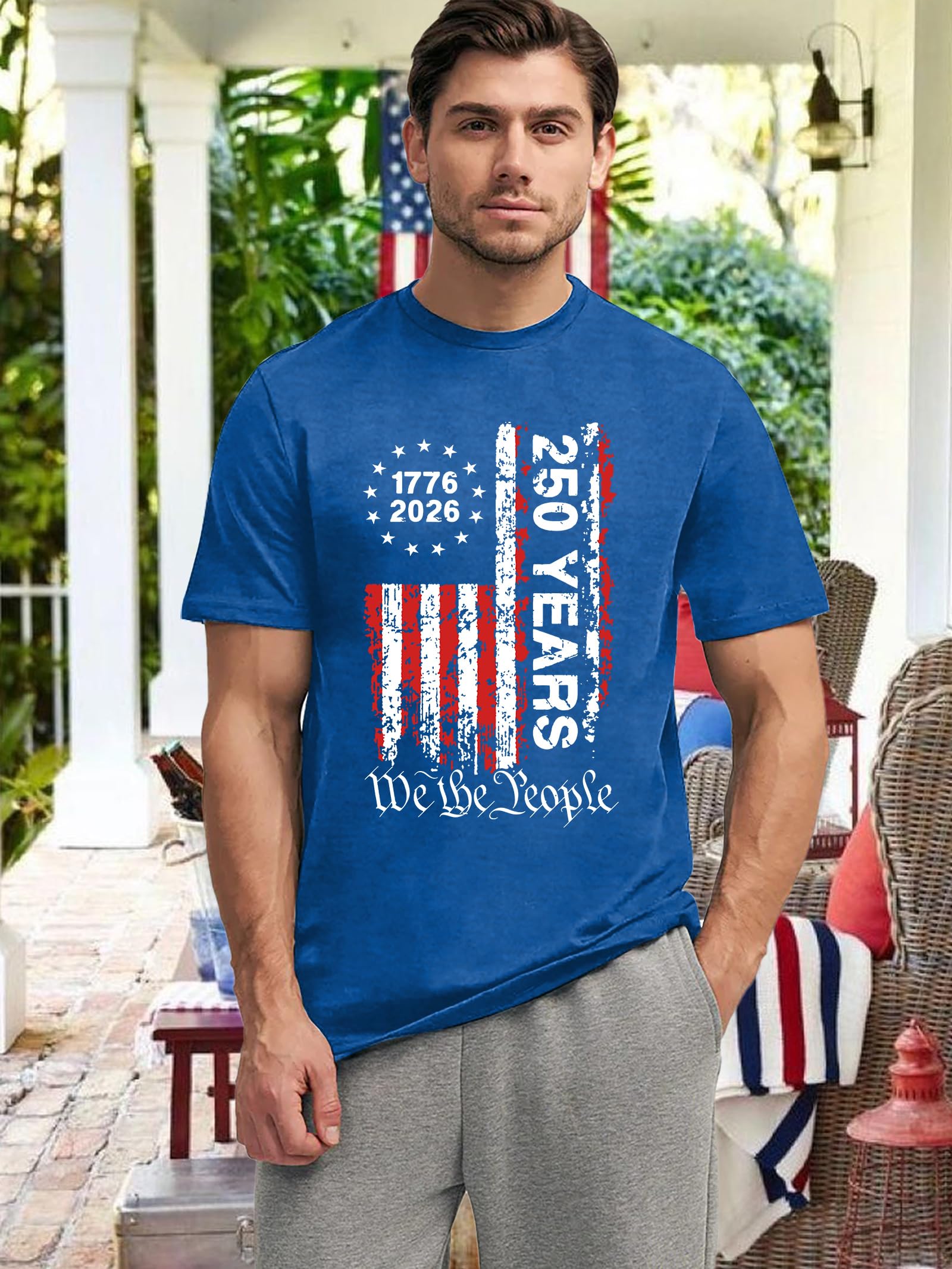250th Anniversary USA Shirts for Men American Flag T-Shirt 4th of July Shirt 250 Years Birthday Patriotic Tops - 3