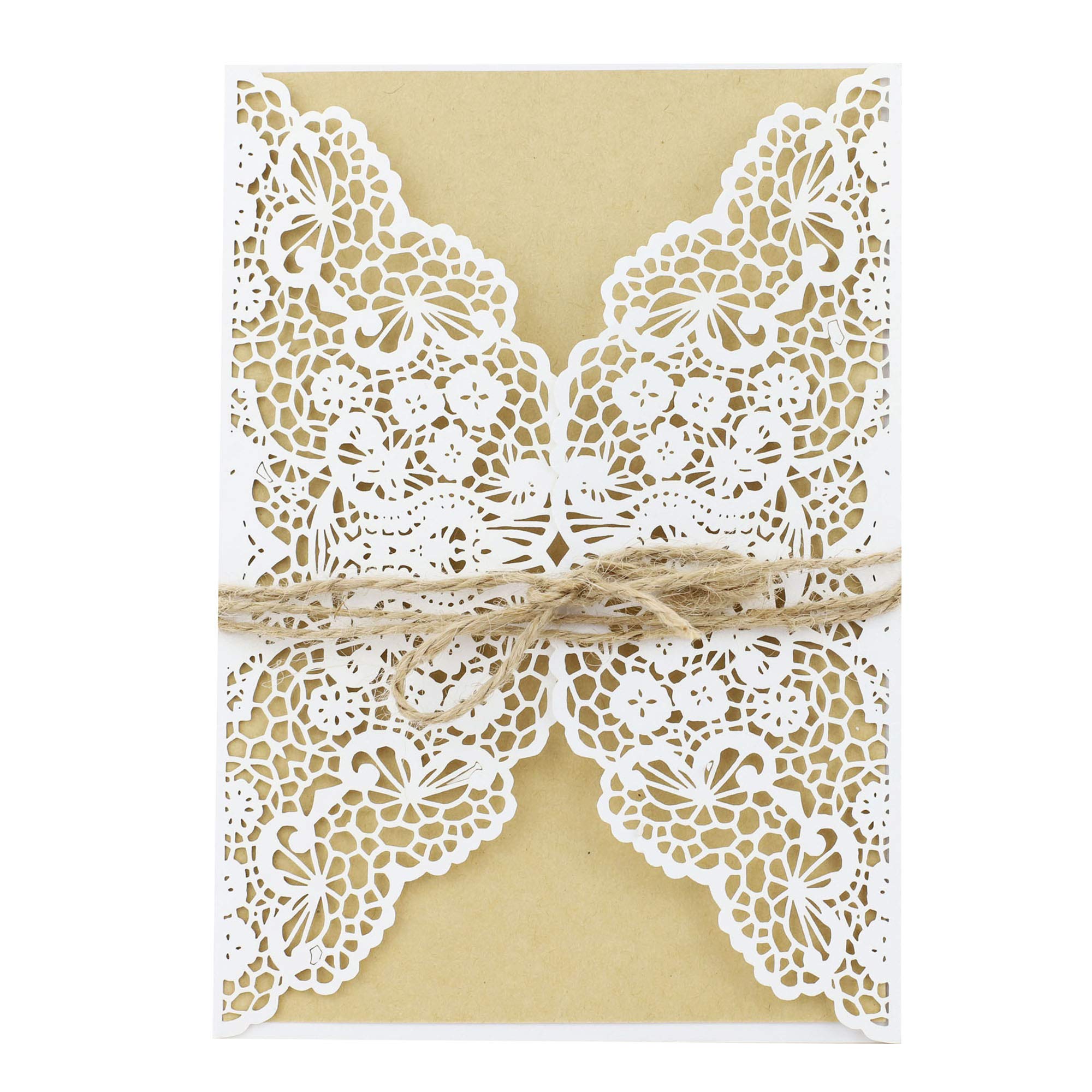 Shinejoy 20pcs Elegant Floral Laser Cut Wedding Invitations Cards for Birthday Party Baby Shower Bridal Shower Invitations (20, Floral-White)