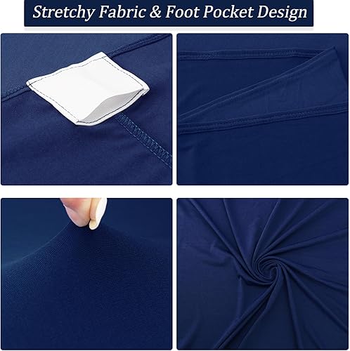 Miniatura 3 de Fivenl Paquete de 4 manteles elásticos de elastano para mesa de cóctel de 32 x 43 pulgadas, esquinas cuadradas, color azul marino, para bar, bodas,