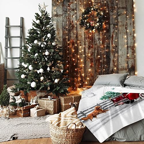 Miniatura 3 de JOOCAR Manta de Navidad para vacaciones de invierno, color rojo nieve, camión y perro, manta de felpa suave y cálida para cama, sofá, silla (color