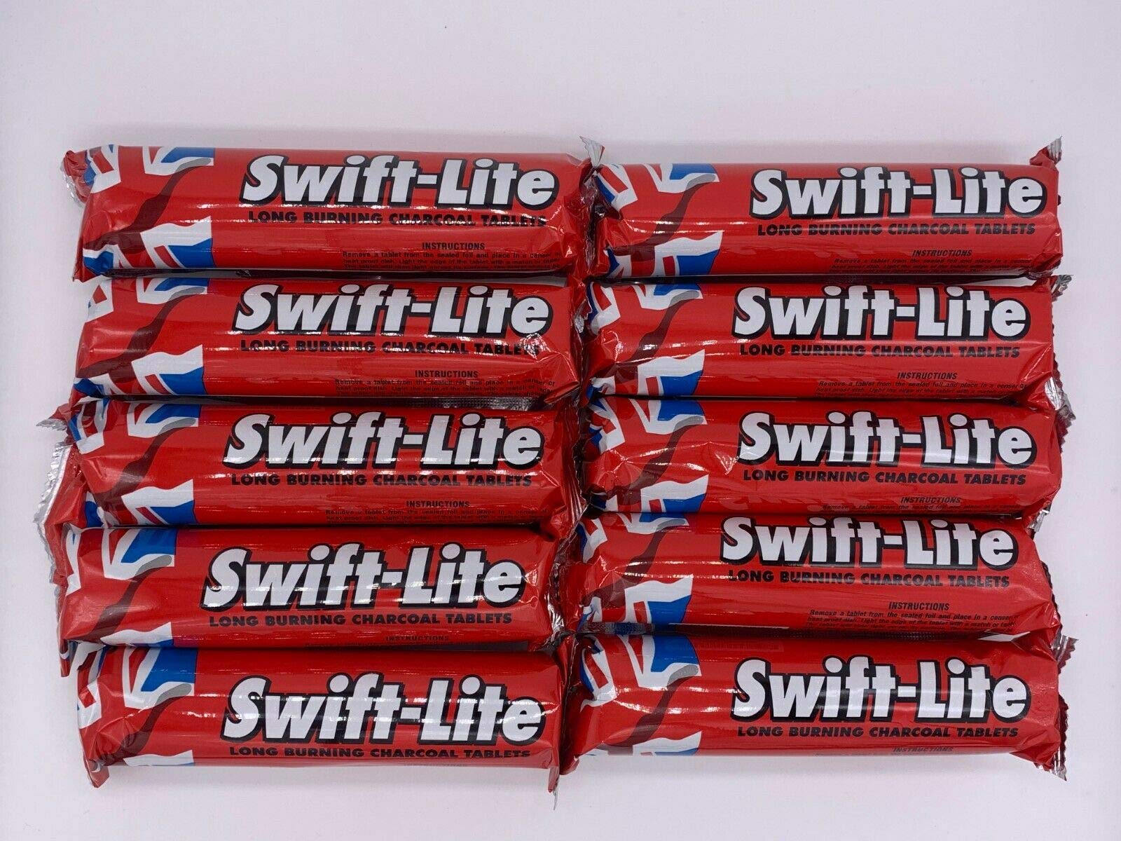 Swift Lite Charcoal 33mm for Incense, Hookah, Resin 10 Packs = 100 Tablets