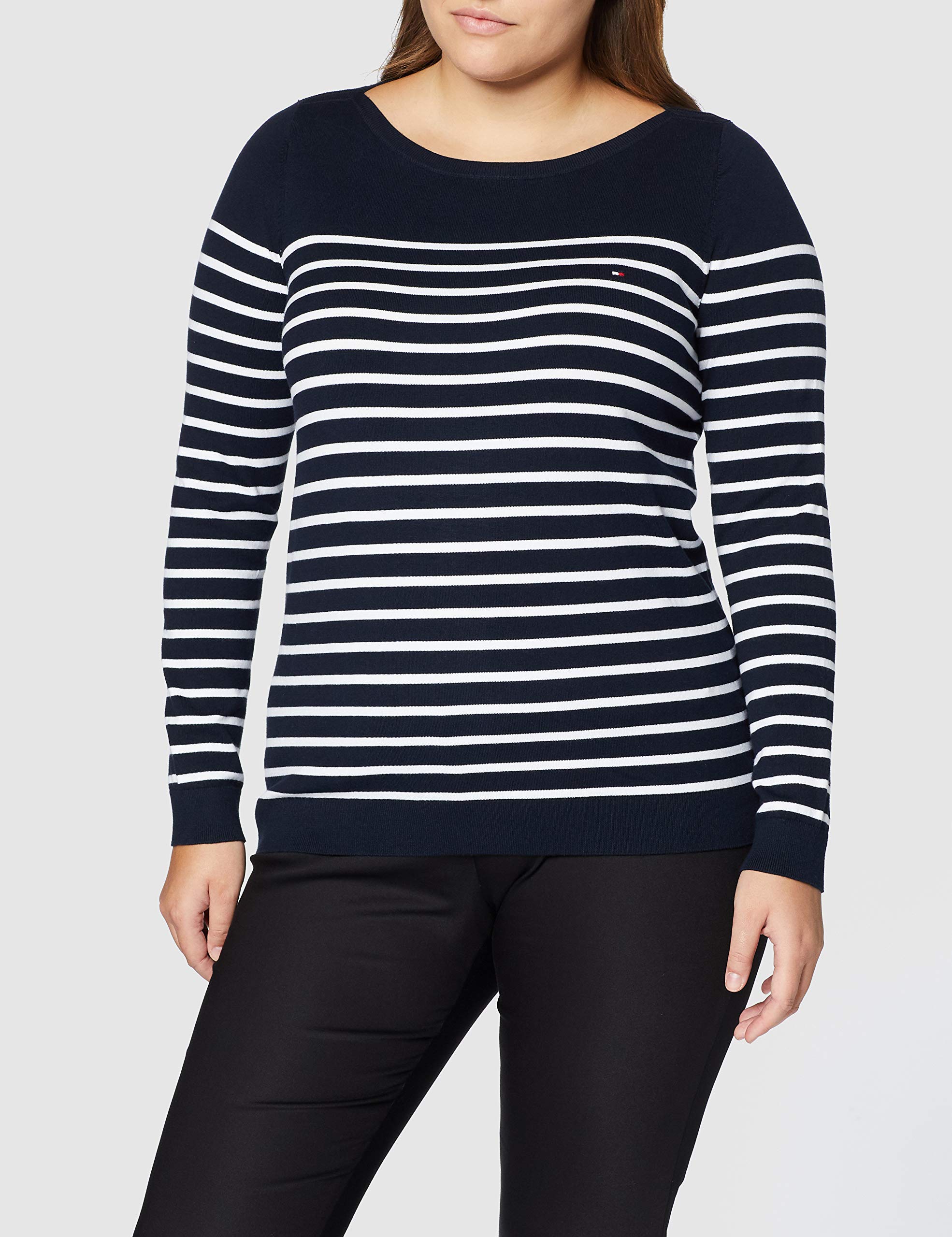 Tommy Hilfiger Sweter damski z dzianiny Heritage Boat Neck Sweter, Midnight/Classic. Biały, XS