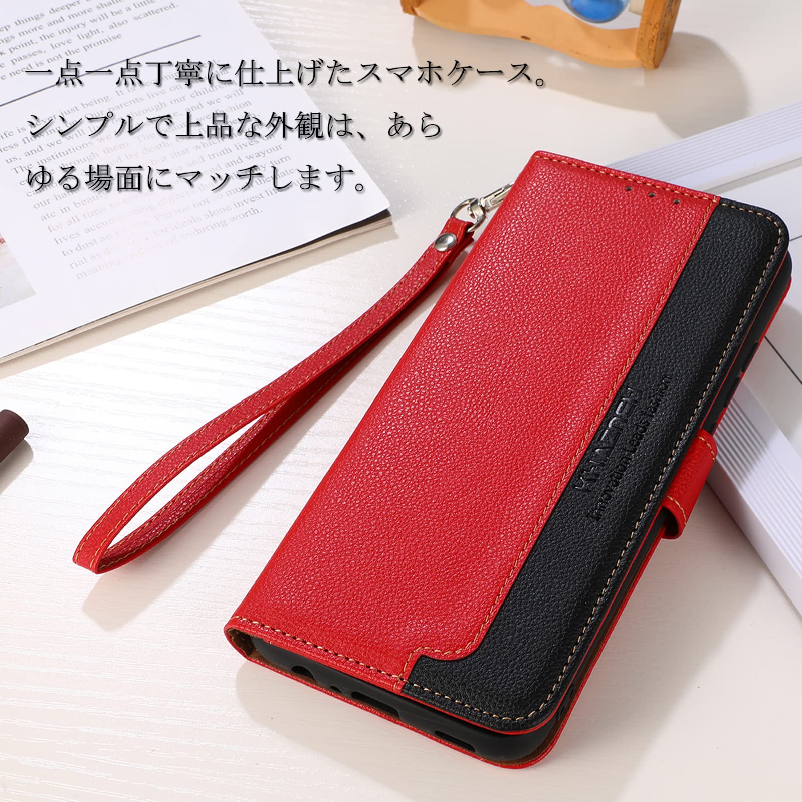 iPhone 14 plus スタンド機能 手帳型 内蔵マグネット レッド Amazon.co.jp: for iPhone 14 Plus ケース 手帳型 for アイフォン 14