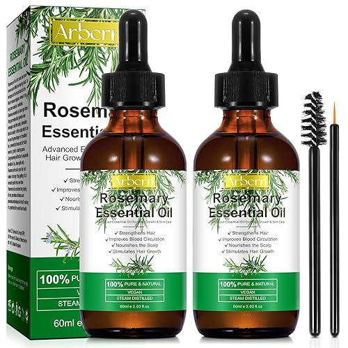 2 Pack Organic Rosemary Oil for Hair Growth,100% Pure Rosemary Essential Oil for Eyebrow and Eyelash Nourishes The Scalp