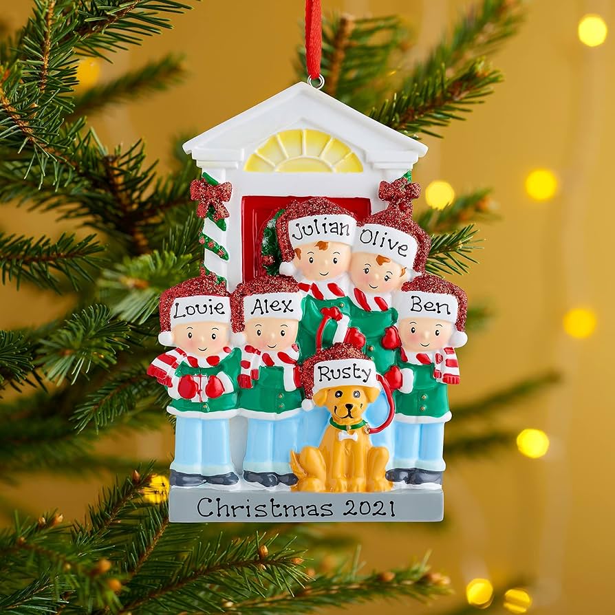 Family christmas bauble with dog Clearance