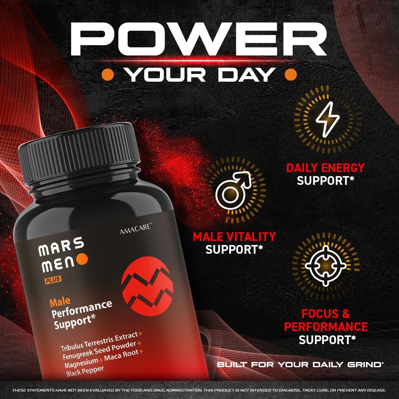 (3 Pack) Mars Men Plus – Advanced MarsMen Plus Supplement Support Formula Capsules, MarsMenPlus for Men Natural Premium Multivitamin Daily General Health Wellness, 180 Capsules for 3 Months - Image 2