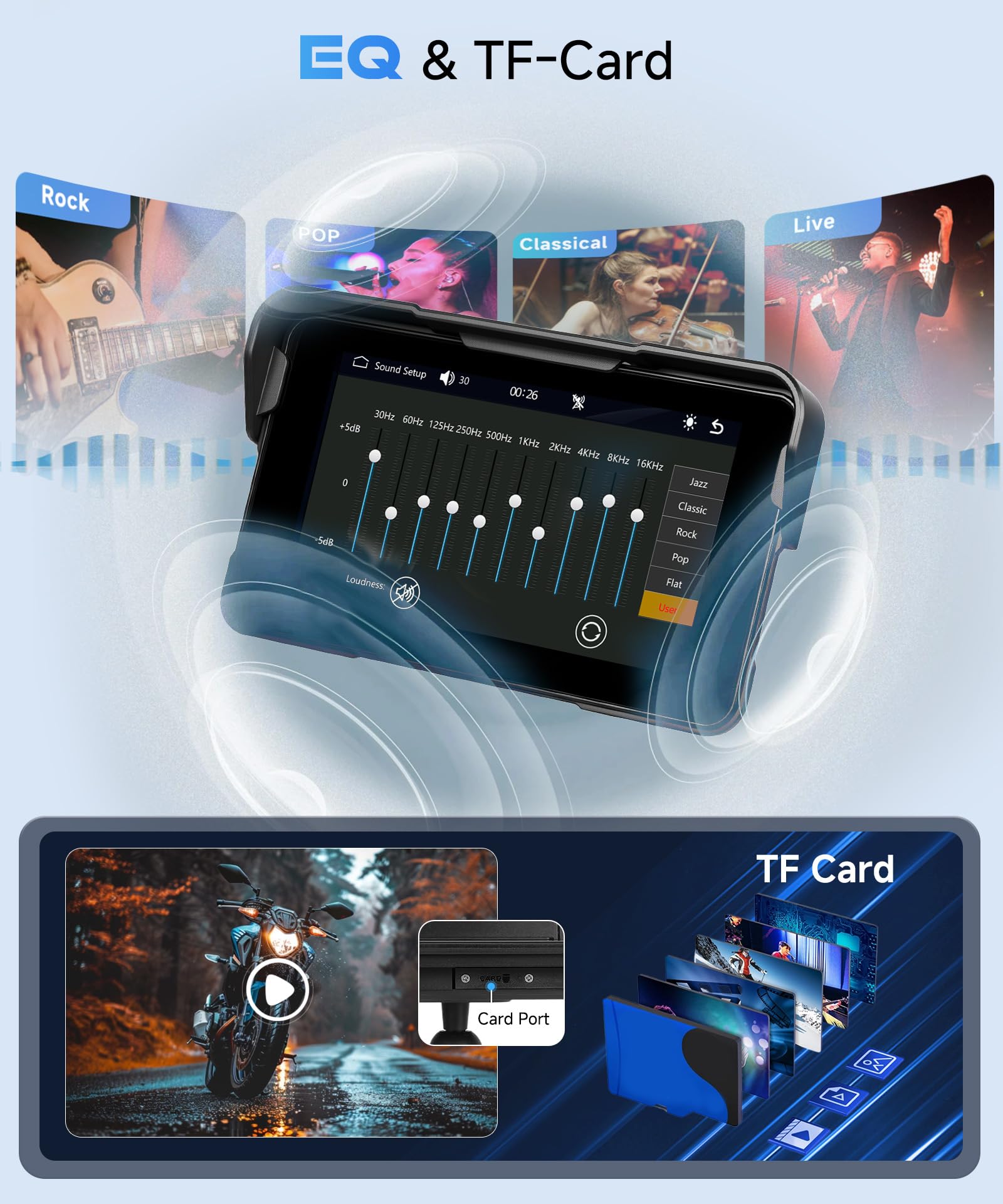 Motorcycle Carplay Android Auto Screen, 5 Inch Wireless CarPlay with Anti-Theft Design Mount, IP68 Waterproof Car Play Moto Touchscreen Dual Bluetooth Portable GPS Navigation