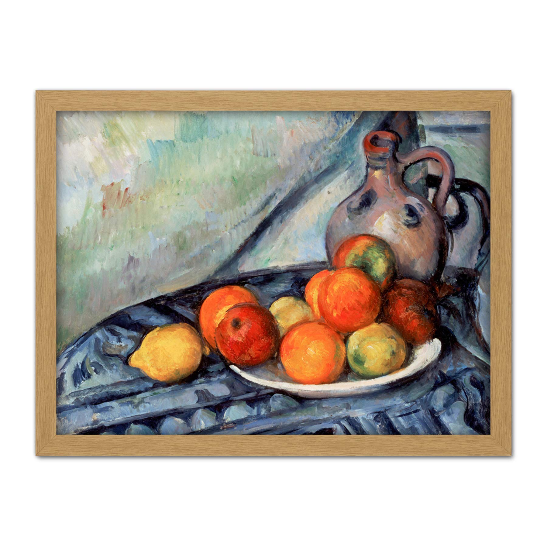 Paul Cezanne Fruit And A Jug On A Table Large Framed Art Print Poster Wall Decor 18x24