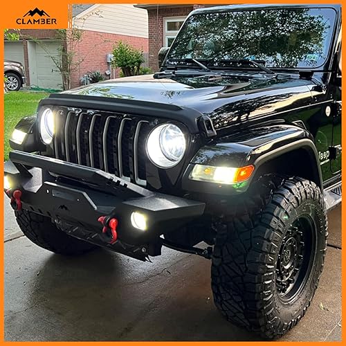 Miniatura 2 de CLAMBER Parachoques delantero todoterreno para Jeep Wrangler JKJKU 2007-2018, JLJLU 2018-2024 y Jeep Gladiator JT 2020-2024, parachoques delantero