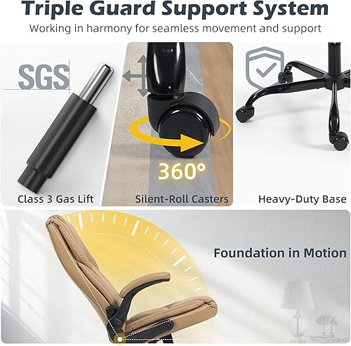 Miniatura 9 de Silla de oficina  Silla ejecutiva de cuero de escritorio de oficina con respaldo alto con función de balanceo  Ergonómica, transpirable, cómoda,