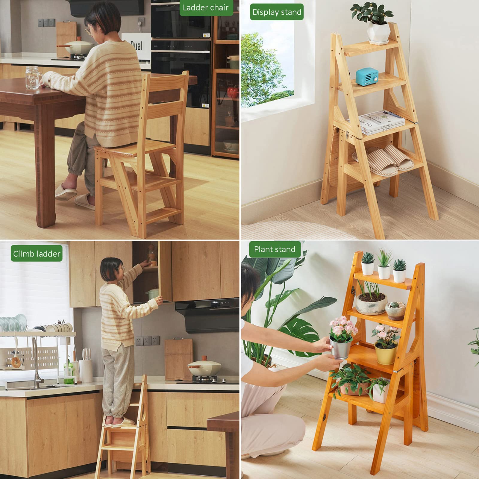 Step Stool Diy Garden Stool Step Ladder Chair U&Q Wooden Folding