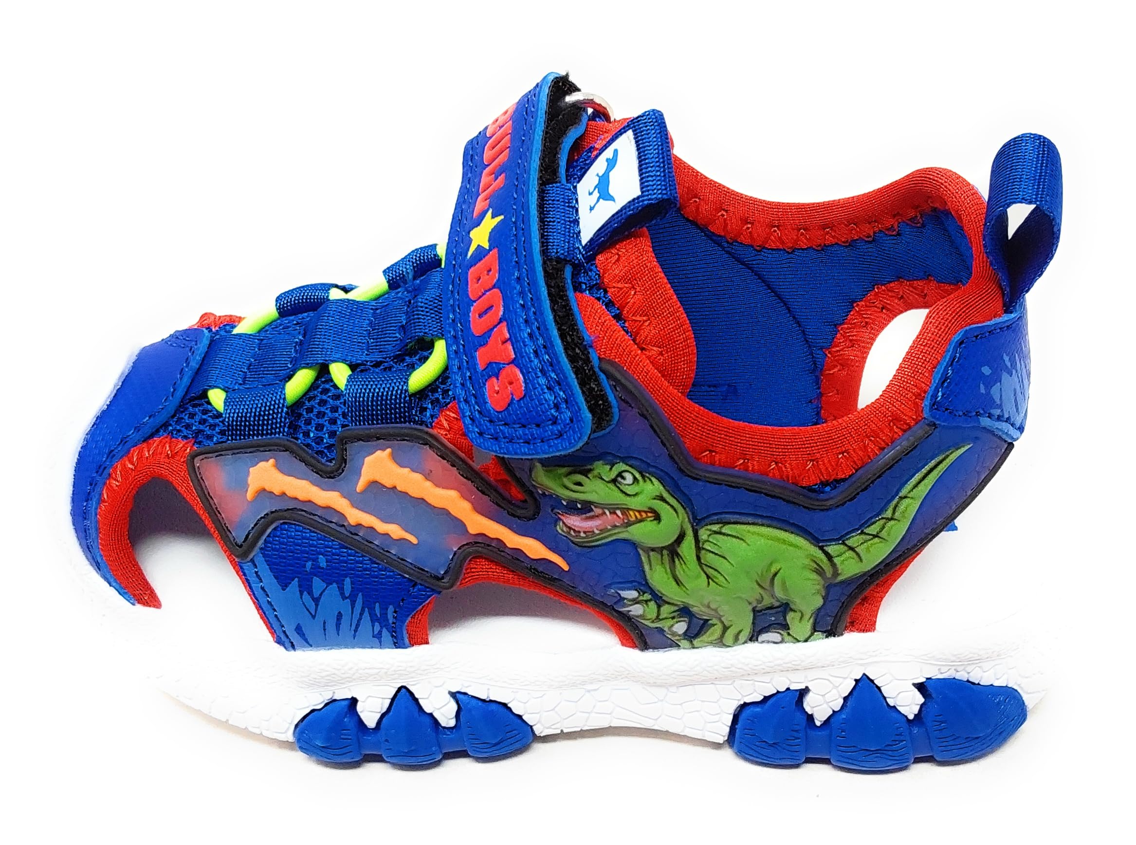 Bull Boys Sandali Sportivi per Bambini con audio Dinosauro T-Rex,Blu Royal,Strappo,Modello DNCR5190