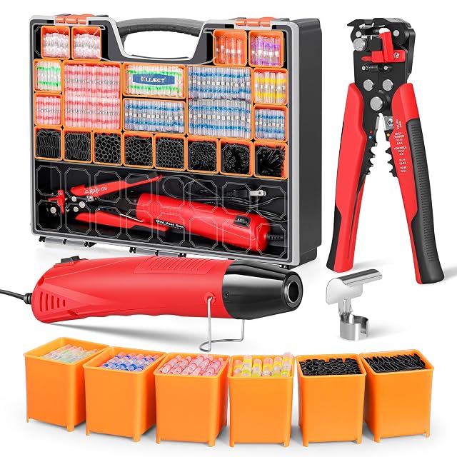 Ultimate All-in-One Heat Shrink Solder Seal Wire Connectors Kit Wire Striper Heat Gun Kuject 2000PCS Waterproof Solder Stick