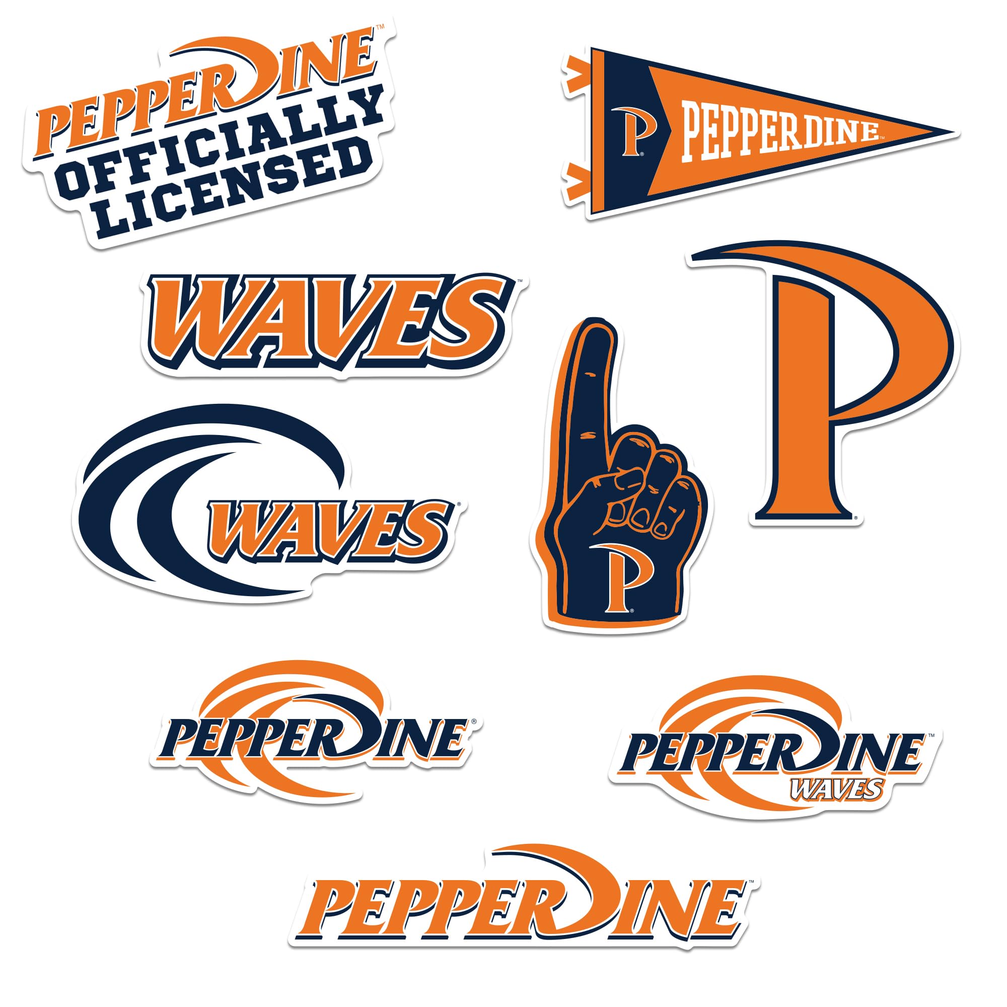 Pepperdine University 8ct Vinyl L Deluxe Stickers, Indoor/Outdoor, Set of 8
