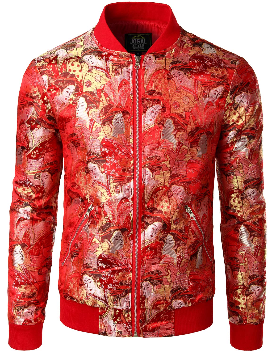 Mens Luxury Paisley Floral Embroidered Satin Bomber Jacket