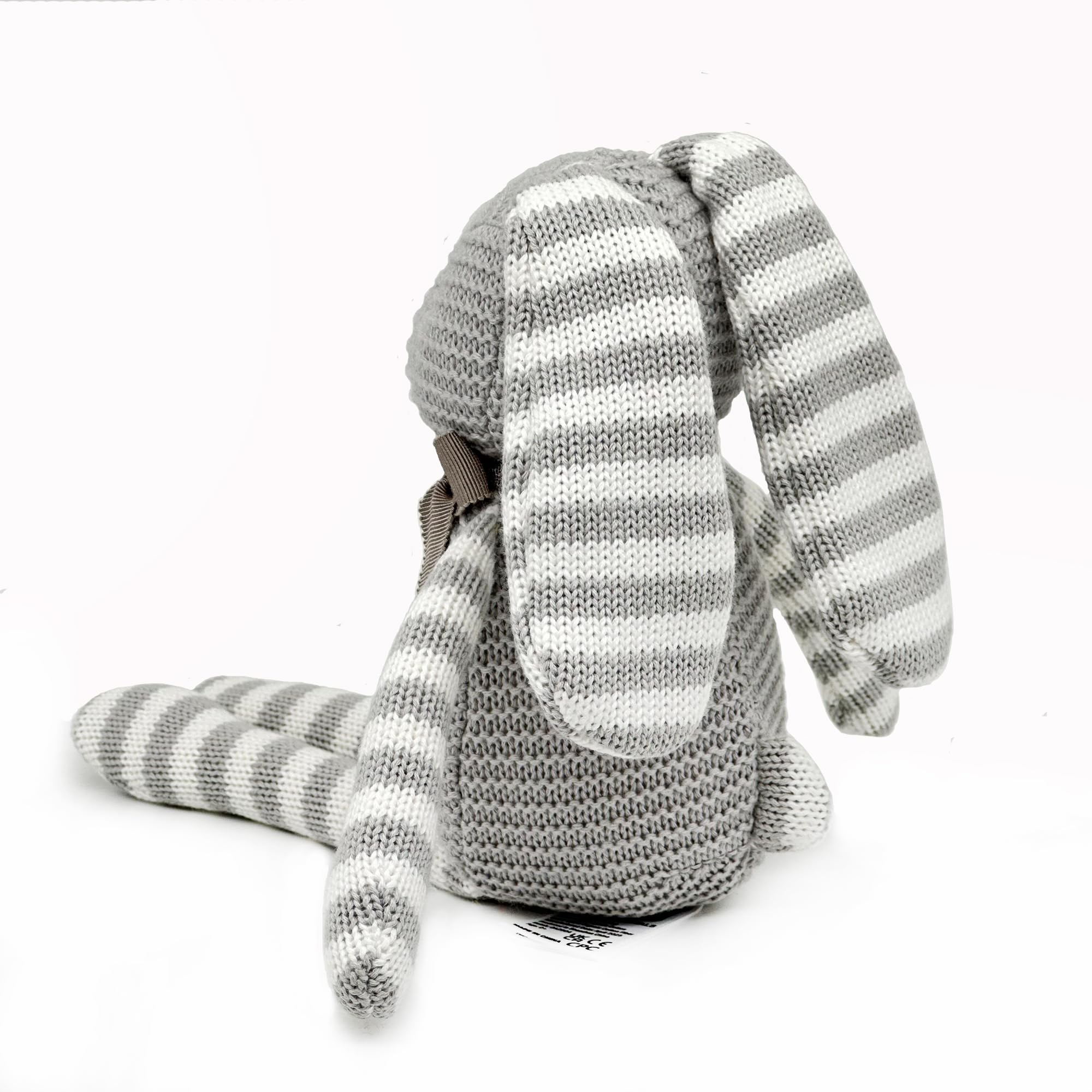 FLUFFYFUN Coniglio Peluche Neonato 100% Cotone Biologico 18cm Grigio