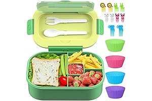 Kids Bento Box Leakproof 44oz Containers 4 Compartment Cutlery Meal Snack Packing