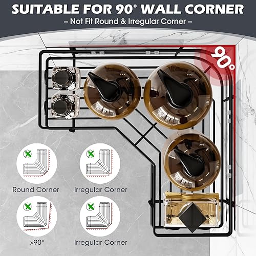 Miniatura 4 de Organizador de ducha esquinero de acero inoxidable, organizador de ducha con soportes y escobilla de ducha, estantes de ducha, estantes de ducha,