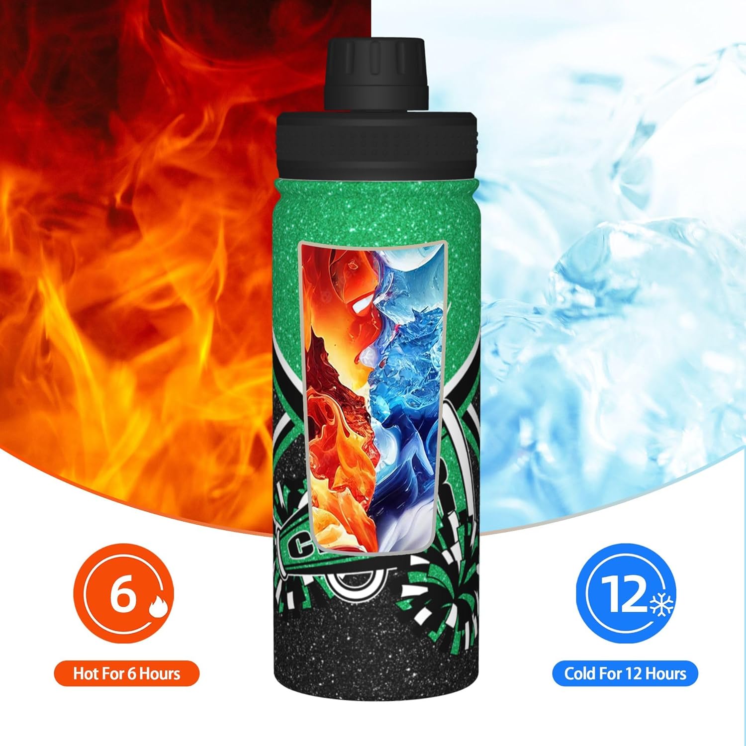 Personalized Cheerleader Water Bottles with Name, 1Pcs Cheerleading Gift Bottles Stainless Cheerleader Sports Bottle with Lid for Women Teens Girls Athletes Sports Team Members 18 Oz