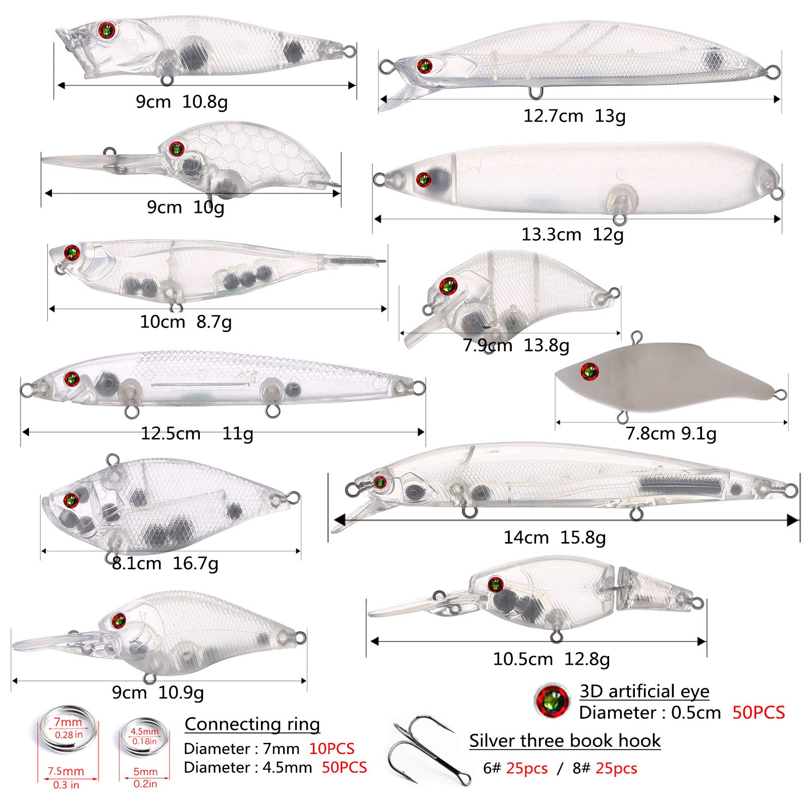 Amazon | L SERVER ルアー 自作 DIY 透明 未塗装 ミノー 釣具 淡水 海
