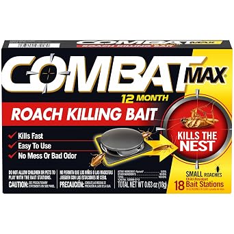 Combat Max 12 Month Roach Killing Bait, Small Roaches, Kill Nest, 18 Count
