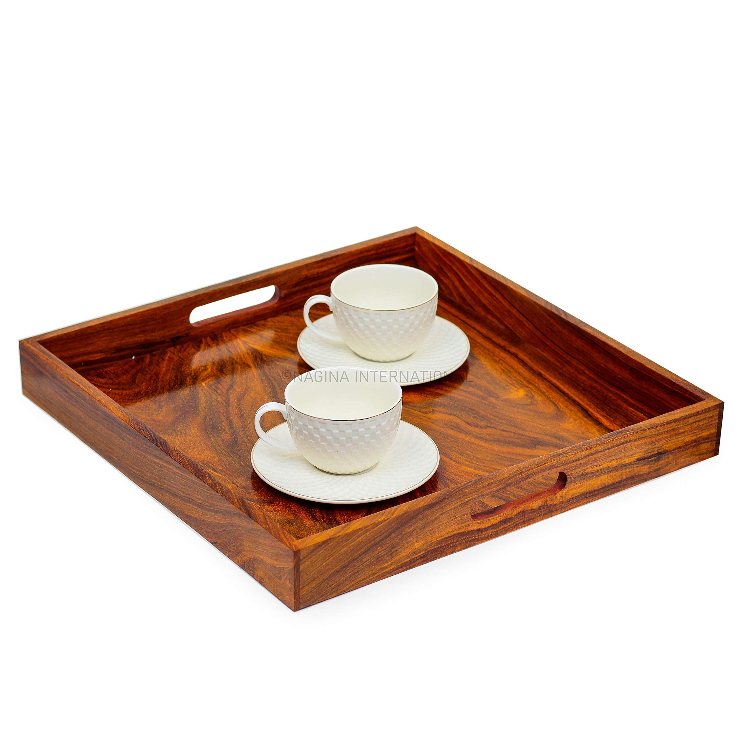 Plateau De Service En Bois De Noyer Poli Fait à La Main | Plateau De Service De Cuisine | Plateaux En Bois De Décoration De Restaurant | Nagina International