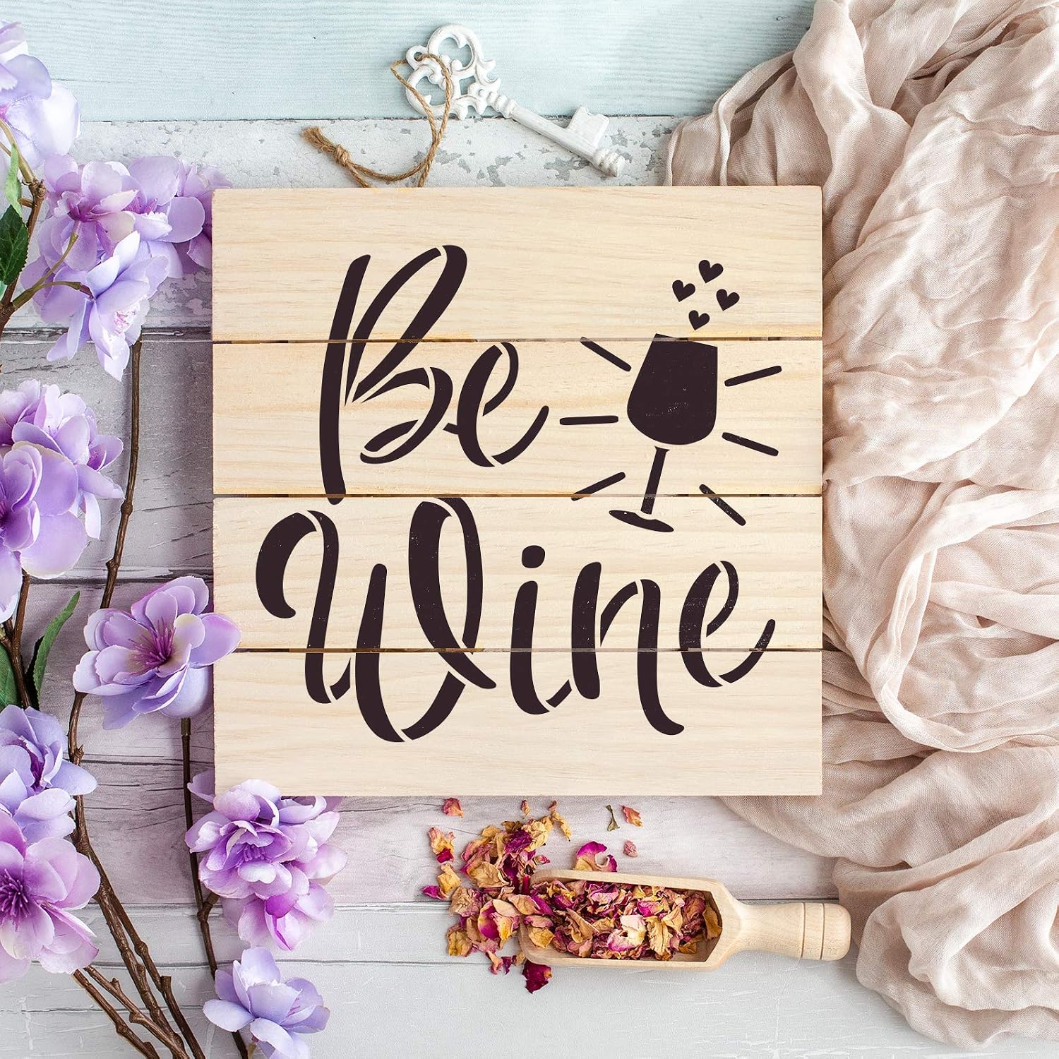 Be Wine Valentines Stencil - Stencils for Valentines Day, Valentines Stencil Template, Versatile for Cards, Gifts, and Romantic Settings