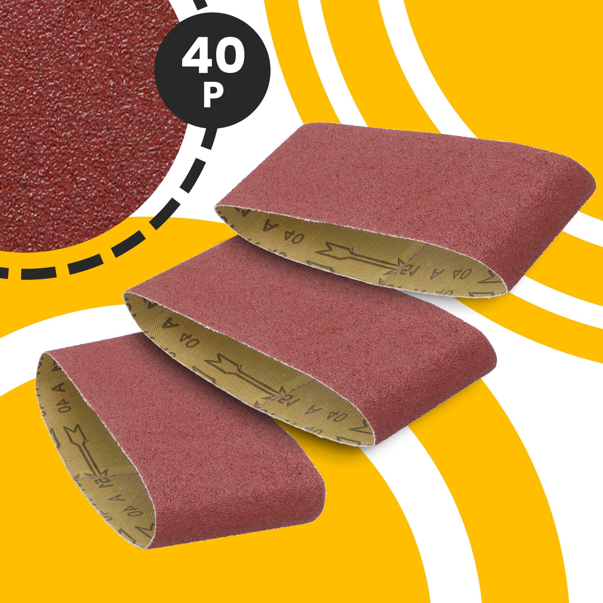 5x Nastro Abrasivo 75x533 mm P40 Levigatrice Macchina Cinghia Tessuto Carteggiatura Affilatura Sbavatura Rimozione Ruggine Legno Metallo Plastica Robusto Lunga Durata