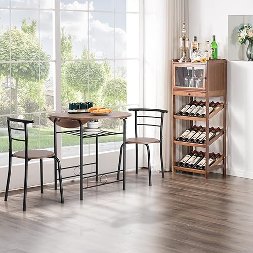 Miniatura 10 de VINGLI Mesa de comedor de 31.5 pulgadas, 3 piezas para espacio pequeño, juego de mesa de cocina pequeña para 2, mesa plegable redonda con 2 sillas