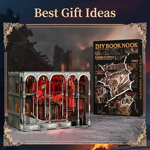 Miniatura 27 de Kit de rincón de libros en miniatura, rompecabezas de madera 3D con luz LED para decoración de estantería (más allá de la biblioteca)