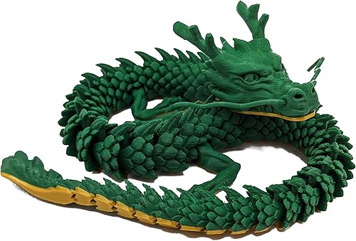 Vista 23 de Dragón impreso en 3D – Personalizable, hecho a pedido, juguete articulado del dragón mítico, regalo (M, negro con vientre verde lima)